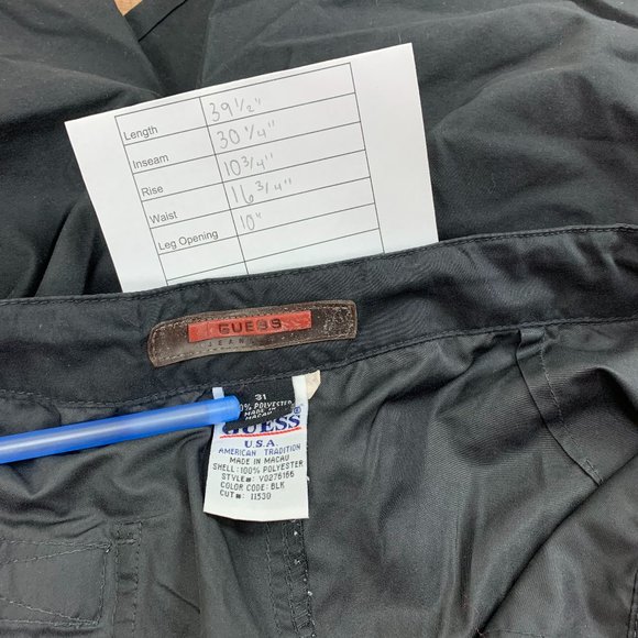 Vintage Y2K GUESS Jeans Wide Leg Polyester Track Pants Back Pocket Black Size 31 - Picture 6 of 6